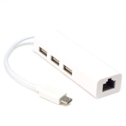 USB & Netwerkhub met USB OTG-connector (3-poorts, 100 Mbps)