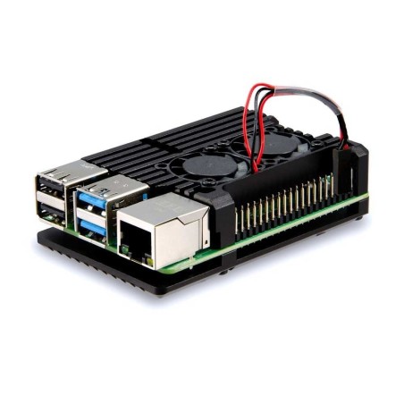 Aluminium heatsink behuizing met dubbele ventilator - zwart
