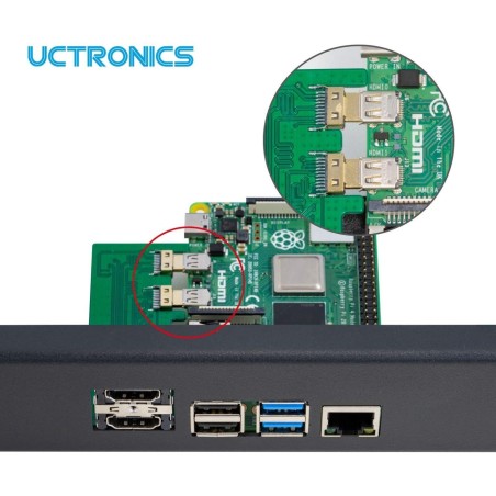 UCTRONICS 19" rack voor de Pi met micro HDMI adapterborden