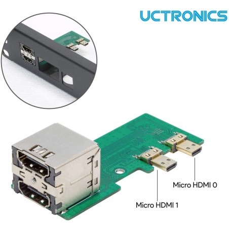 UCTRONICS 19" rack voor de Pi met micro HDMI adapterborden
