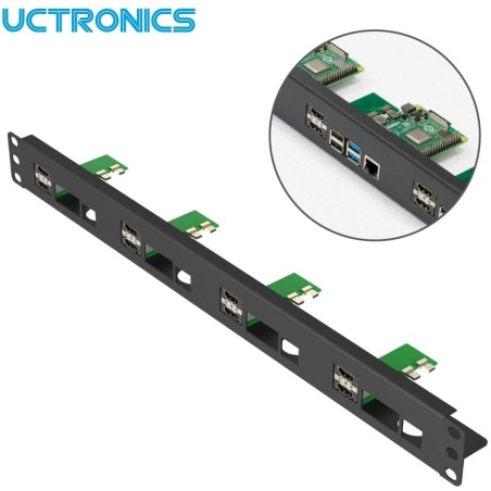 UCTRONICS 19" rack voor de Pi met micro HDMI adapterborden