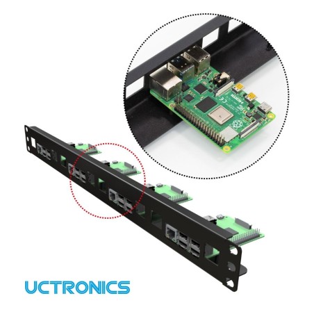 UCTRONICS 1U Rack, 19" Rackmount voor 1-4 pi's