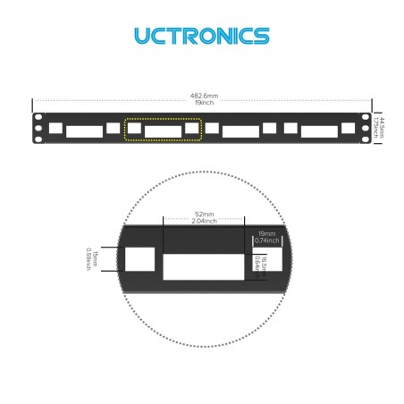 UCTRONICS 1U Rack, 19" Rackmount voor 1-4 pi's