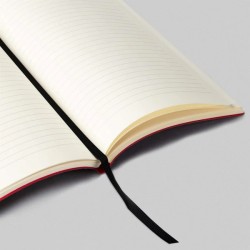Notebook with Raspberry Pi logo (black & red)