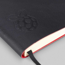 Notebook with Raspberry Pi logo (black & red)