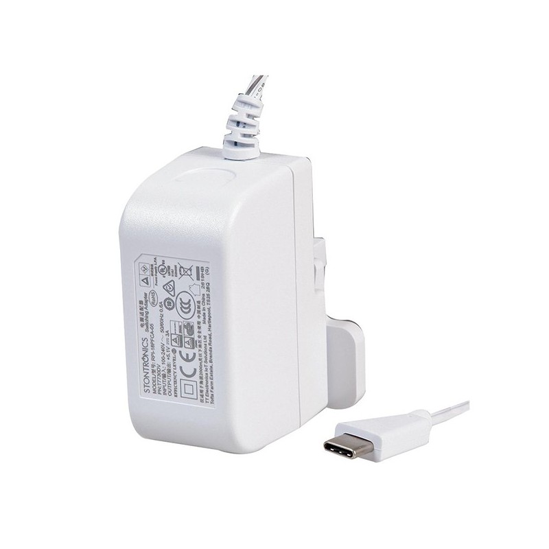 Stontronic T7730DV Pi4 USB-C 3A WITTE power supply, voeding voor de Pi4 - UK / EU stekker