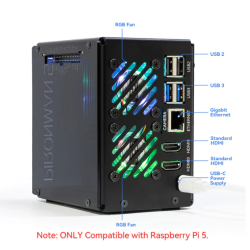 Pironman 5-MAX - Dual NVMe M.2 SSD PCIe - mini PC case voor Raspberry Pi 5
