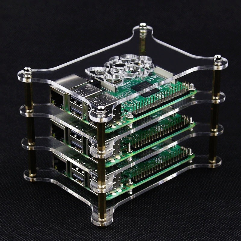 Cluster case - clear - for 3 Raspberry Pis