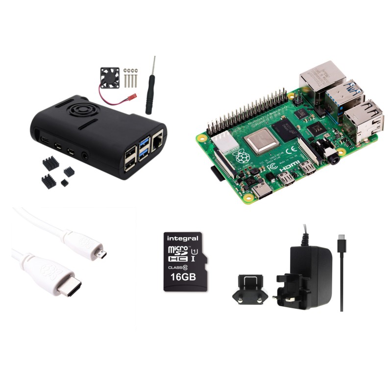 Raspberry Pi 4B - 1Gb - Fan kit - 2019 - Met heatsinks en actieve ventilator Raspberry Pi 4B - 1Gb - Fan kit - 2019 - Met heatsinks en actieve ventilator