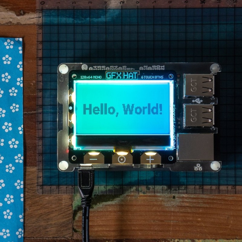GFX HAT - 128x64 LCD Display with RGB Backlight and Touch Buttons - PIM400 GFX HAT - 128x64 LCD Display with RGB Backlight and Touch Buttons - PIM400